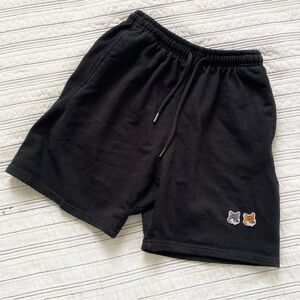 MAISON KITSUNE Double Bold Fox Head Patch Drawstring Shorts in Black size Small